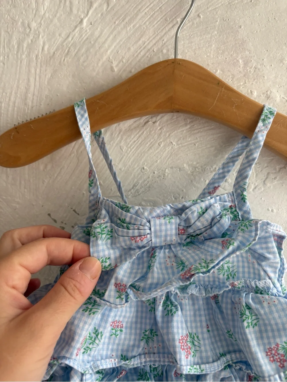 100% cotton gingham ruffled bodysuit